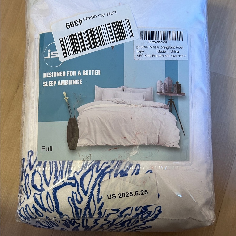 Starfish coral coastal beach full size Bedding Set colorful